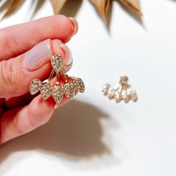 Diamond decor stud earrings #391 - Picture 3 of 6